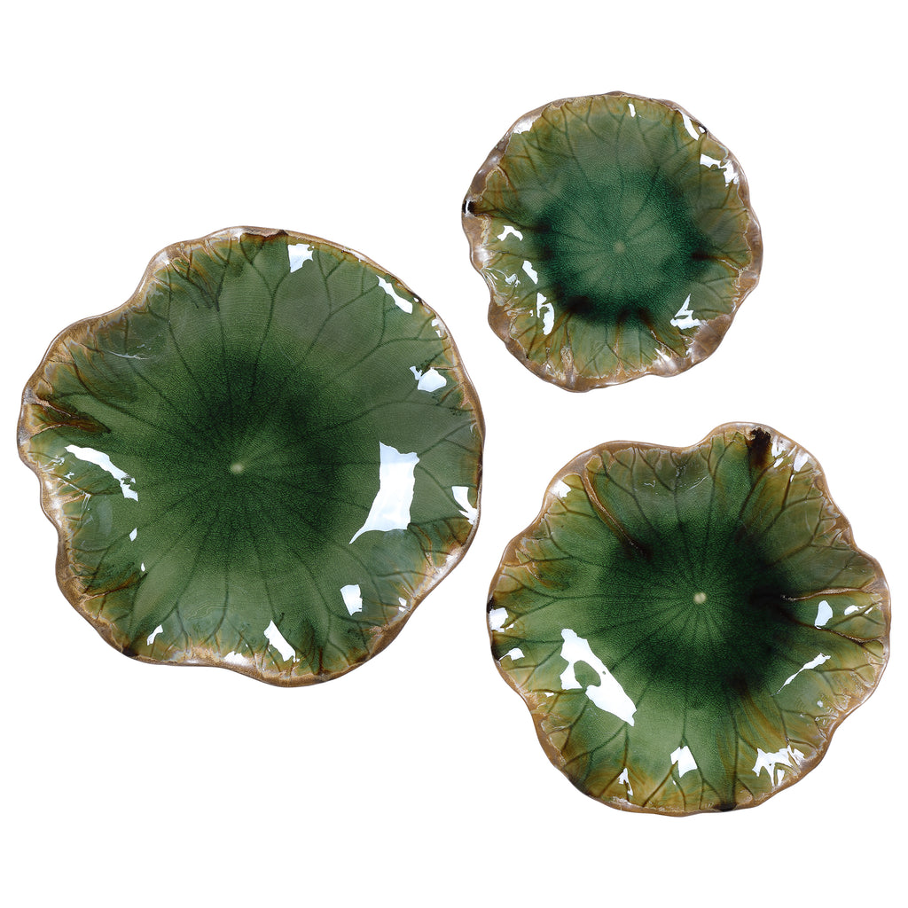 Uttermost Abella Green Ceramic Wall Decor S/3 04247