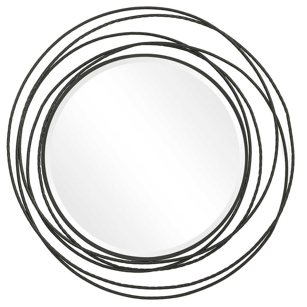 Uttermost Whirlwind Black Round Mirror 09704