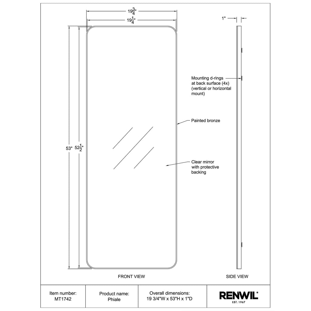 RENWIL PHIALE FULL LENGTH MIRROR MT1742