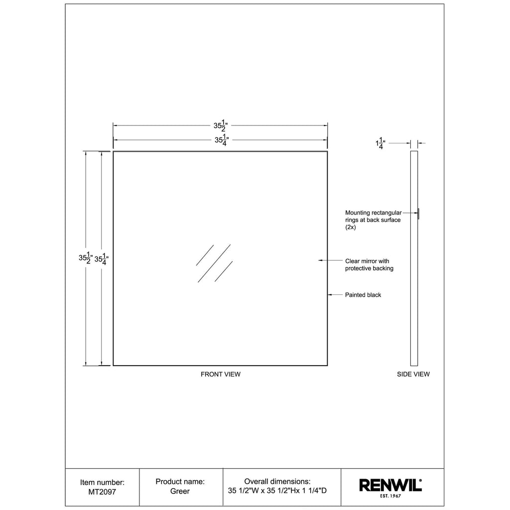 RENWIL GREER SQUARE MIRROR MT2097