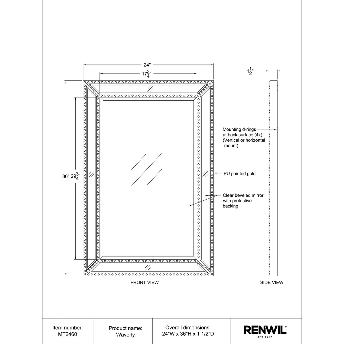 RENWIL WAVERLY MIRROR MT2460