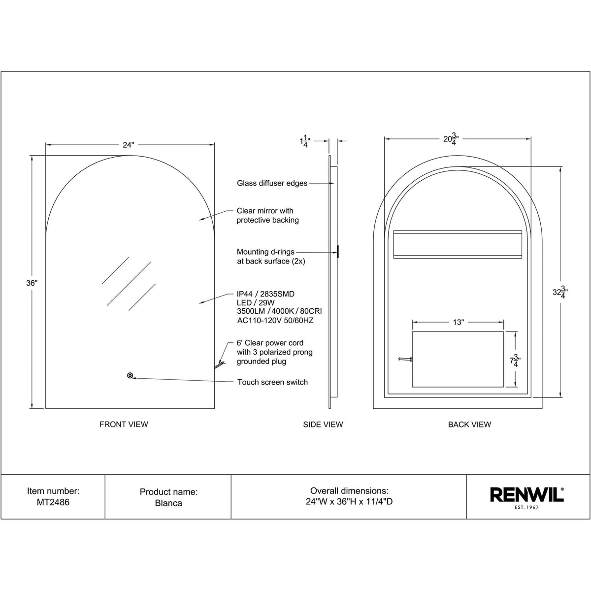 RENWIL BLANCA MIRROR MT2486