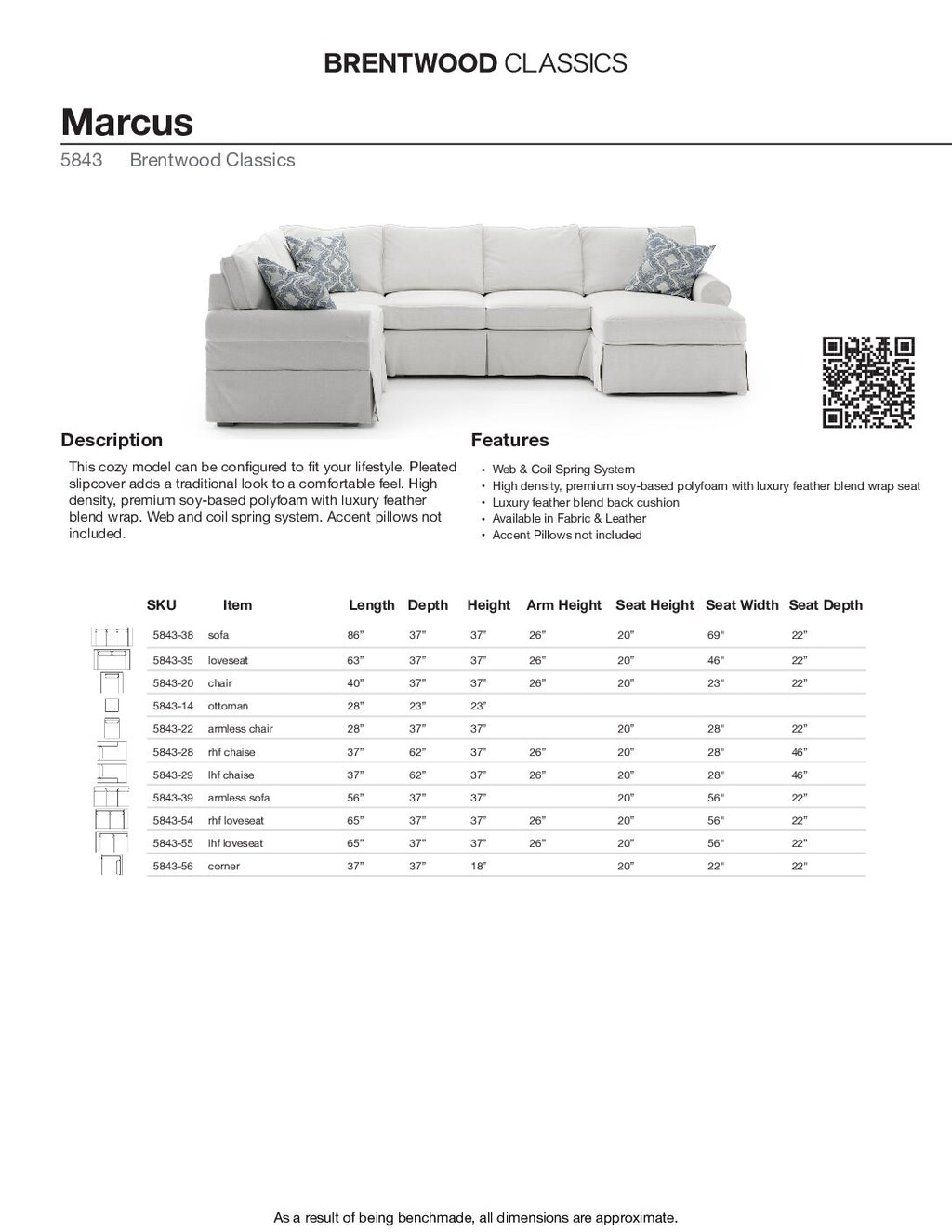 BRENTWOOD Marcus Sofa 5843-38