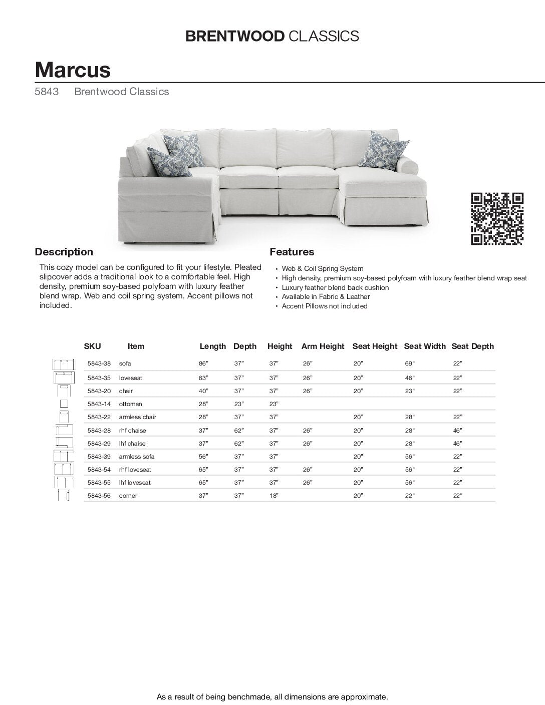 BRENTWOOD Marcus Sofa 5843-38