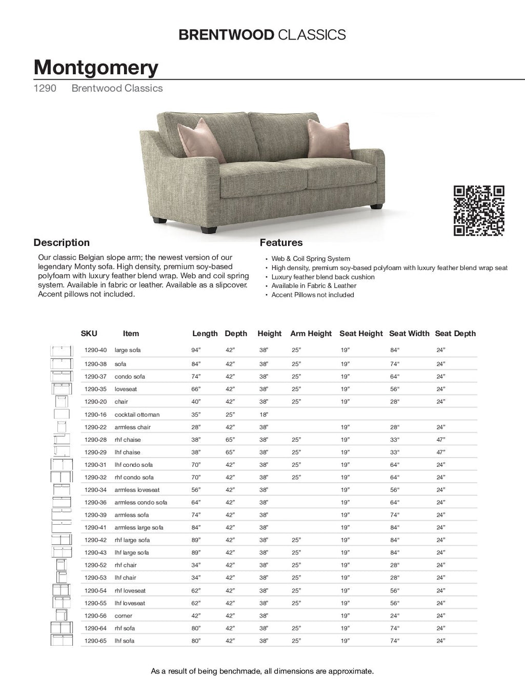 BRENTWOOD  MONTGOMERY SOFA 1290-40