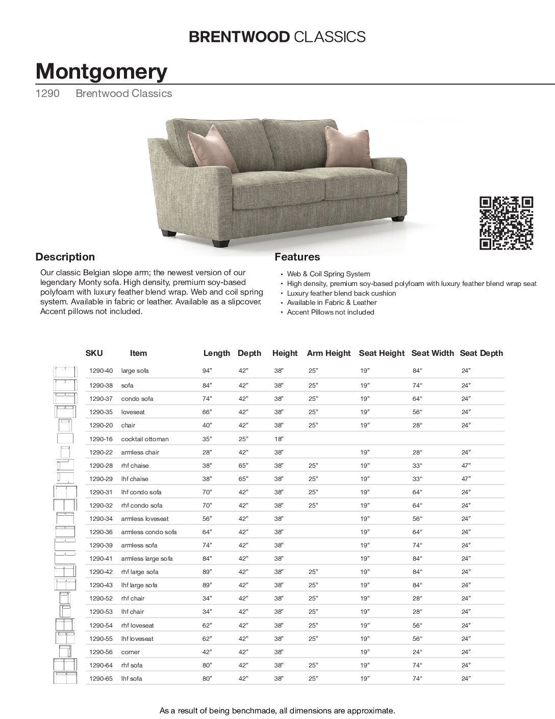 BRENTWOOD  MONTGOMERY SOFA 1290-40