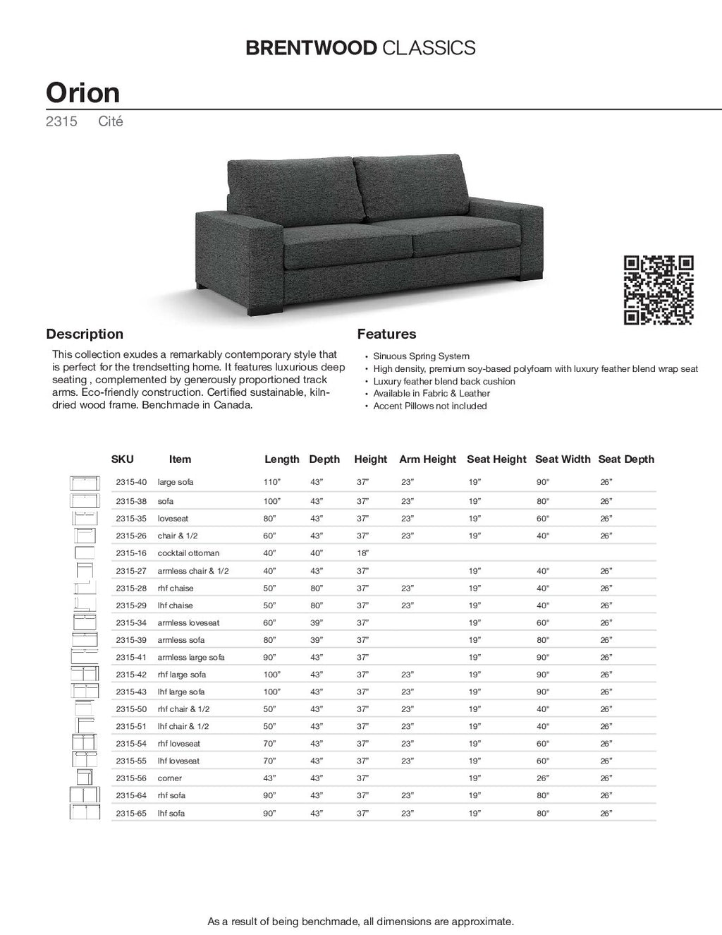 BRENTWOOD CLASSICS ORION COLLECTION  2315-38