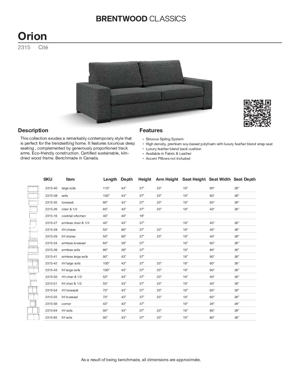 BRENTWOOD CLASSICS ORION COLLECTION  2315-38