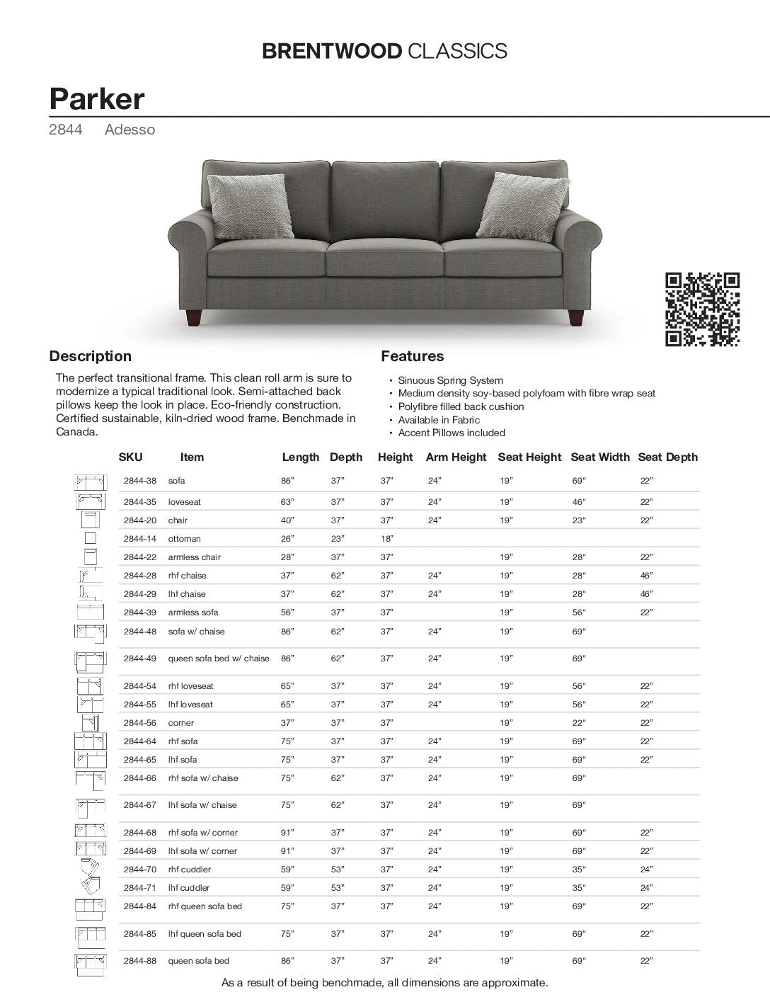 BRENTWOOD Parker Sofa 2844-38