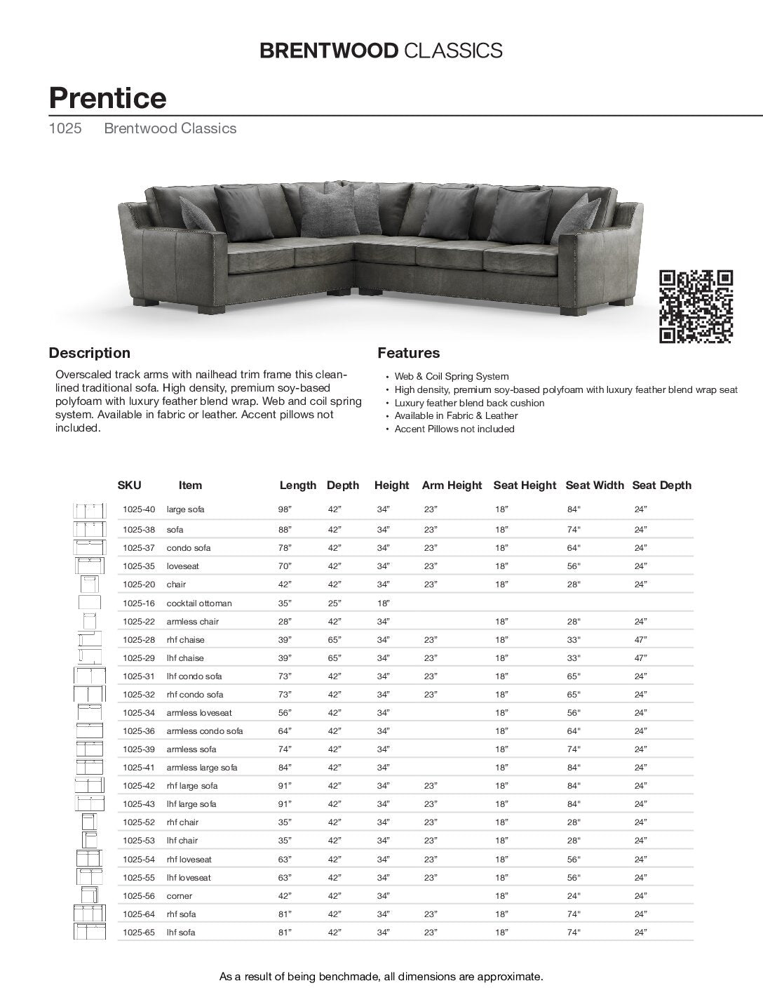 BRENTWOOD Prentice Sofa 1025-38