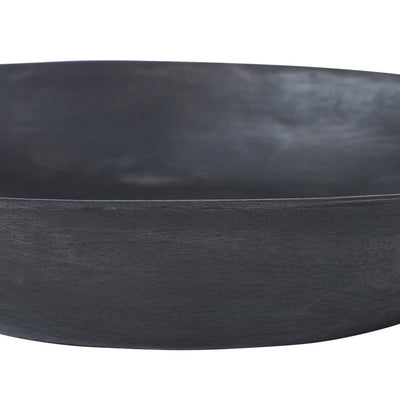 A close-up of a dark charcoal gray textured bowl or planter against a plain white background.