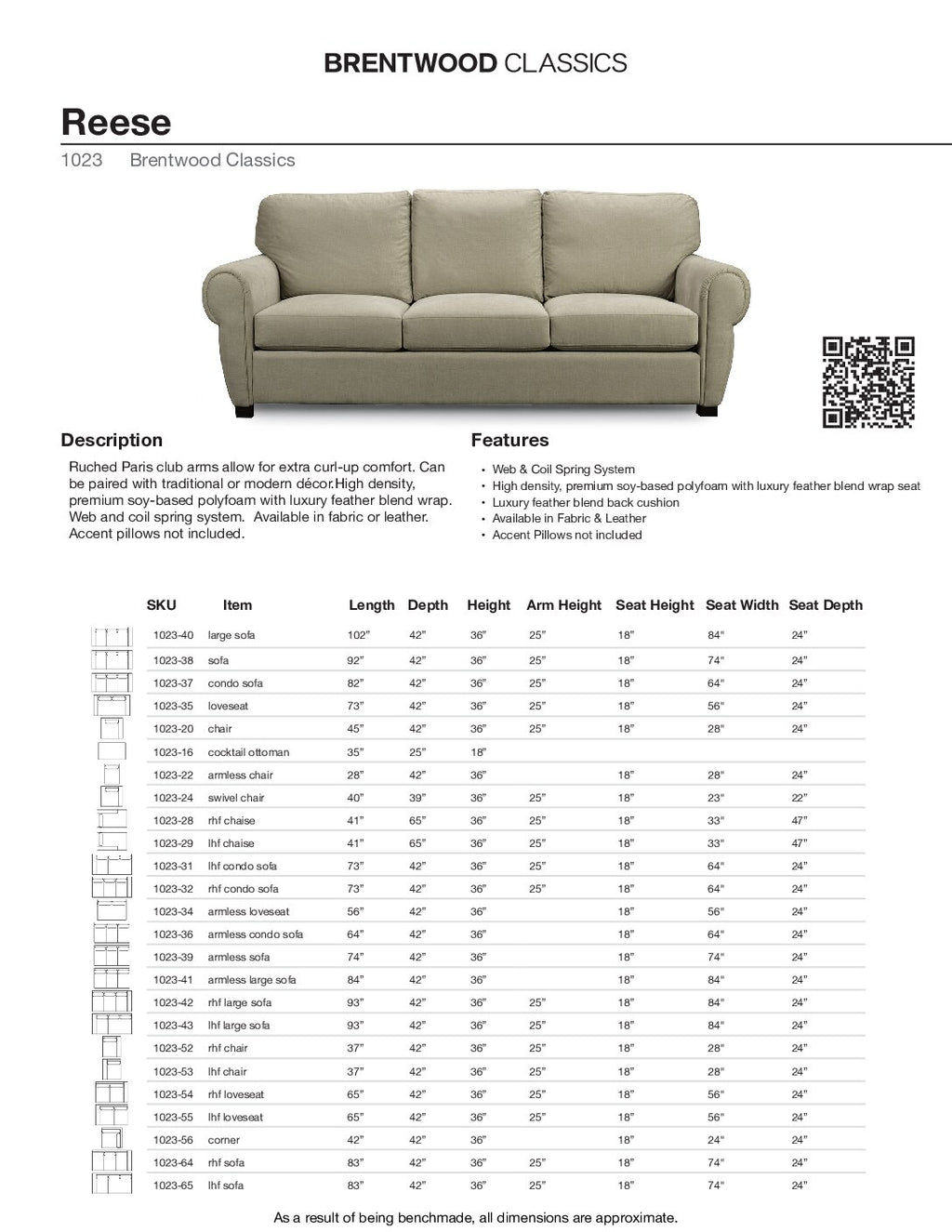 BRENTWOOD Reese Sofa 1023-38