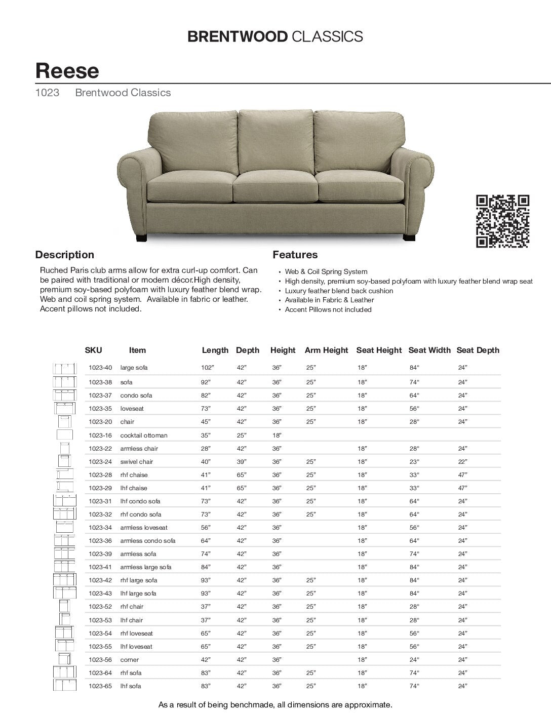 BRENTWOOD Reese Sofa 1023-38