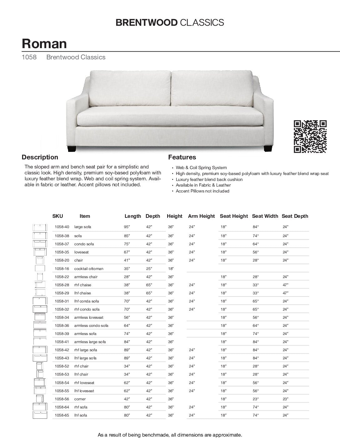 BRENTWOOD Roman Sofa 1058-38