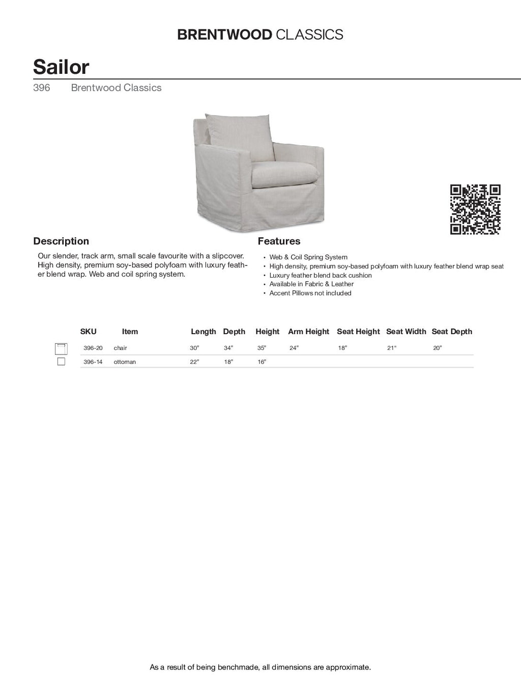 BRENTWOOD CLASSICS SAILOR CHAIR 396-20
