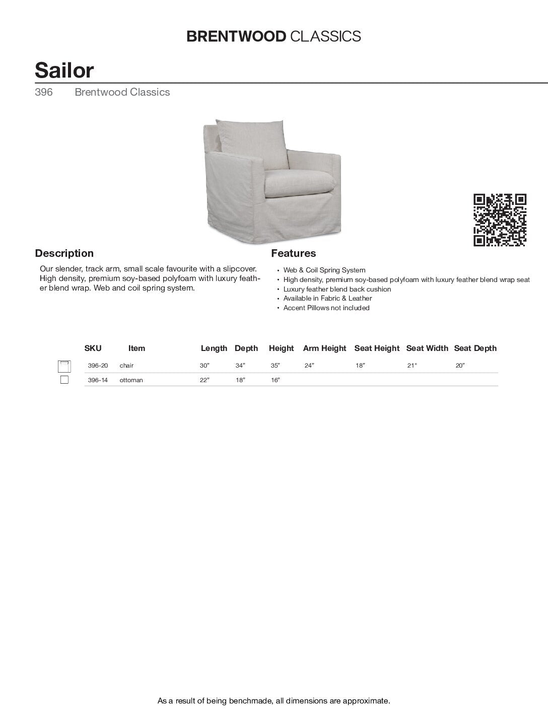 BRENTWOOD CLASSICS SAILOR CHAIR 396-20