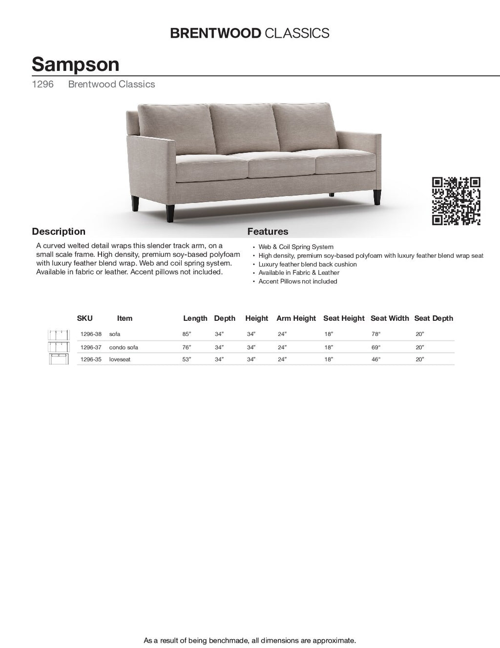 BRENTWOOD Sampson Sofa 1296-38