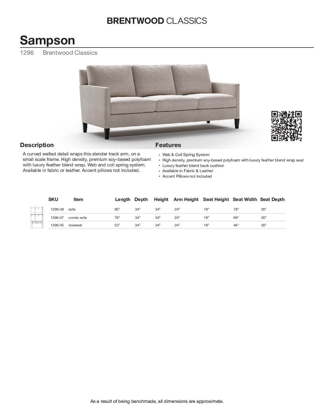 BRENTWOOD Sampson Sofa 1296-38