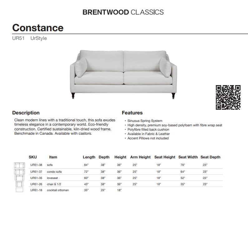BRENTWOOD CLASSICS CONSTANCE COLLECTION UR50-38