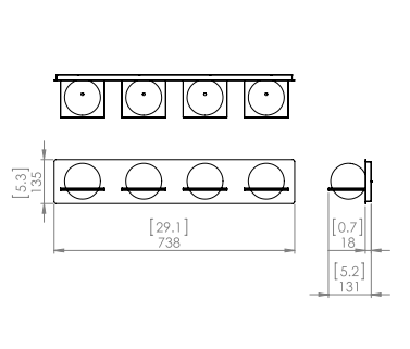 DVI LIGHTING IO 4 LIGHT VANITY EBONY  DVP0944EB-OP