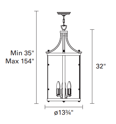 DVI LIGHTING NIAGARA 6 LT HANGING DVP4476HB-CL
