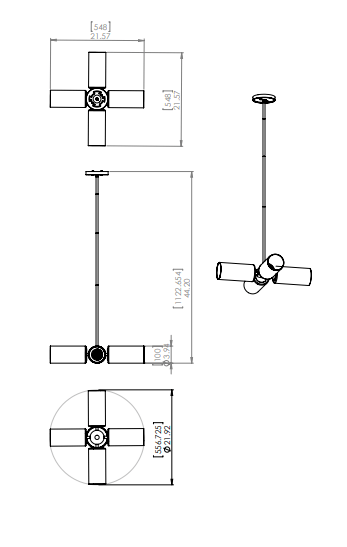 DVI LIGHTING BARKER 4 LIGHT PENDANT BRASS DVP24705BR+GR-CL