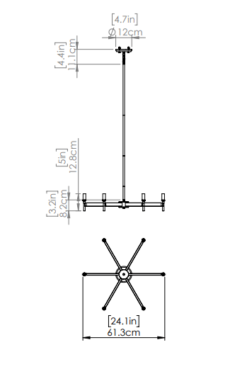 DVI LIGHTING CAMBRAI 6 LT CHANDELIER EBONY DVP27327MF+EB