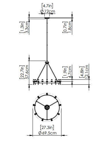 DVI LIGHTING CAMBRAI 9 LT CHANDELIER EBONY DVP27329MF+EB