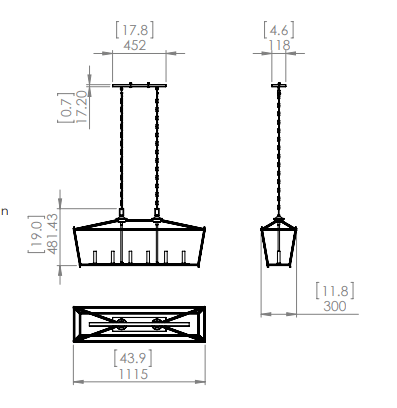 DVI LIGHTING LUNDY'S LANE 6 LT LINEAR GRAPHITE DVP30102MF+GR