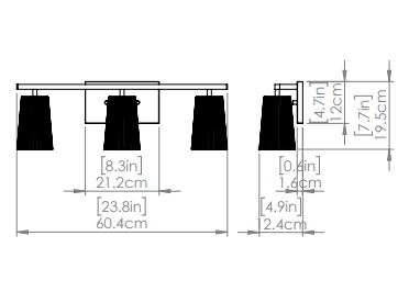 DVI LIGHTING LUCA 3 LIGHT VANITY  DVP31343BR-RICE