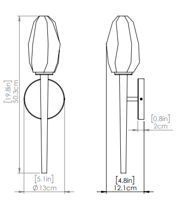 DVI LIGHTING JAVELIN SCONCE EBONY DVP33299EB-ICE