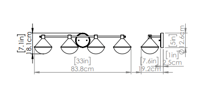 DVI LIGHTING AGAWA 4 LIGHT VANITY DVP36144BK-OP