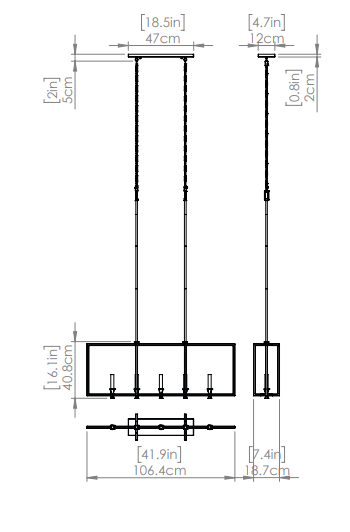 DVI LIGHTING CARISBROOKE 5 LT LINEAR BRASS DVP37102BR