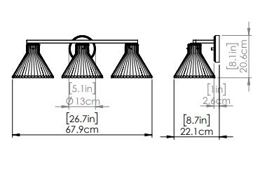 DVI LIGHTING DOREST 3 LIGHT VANITY BRASS DVP37243BR-RIO