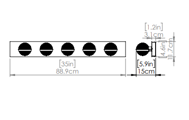 DVI LIGHTING DRYDEN 5 LT VANITY EBONY DVP37355EB-CRY