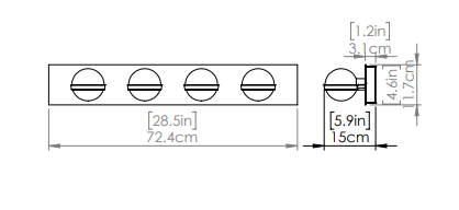 DVI LIGHTING CIRRUS 4 LT VANITY EBONY DVP37944EB-MS