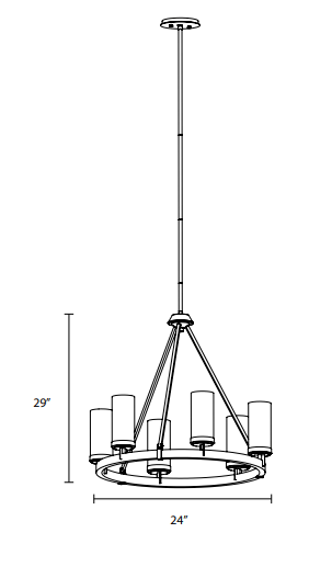 DVI LIGHTING OKANAGAN 6 LT CHANDELIER EBONY DVP38626EB+NW-CL