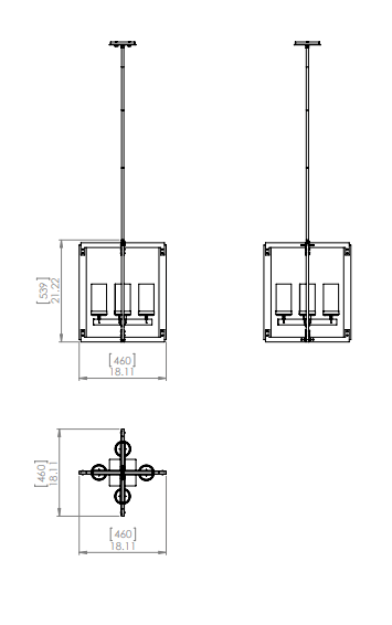 DVI LIGHTING OKANAGAN 21.25" LT FOYER EBONY DVP38648EB+NW-CL