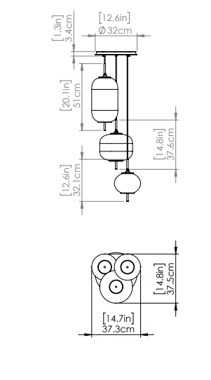 DVI LIGHTING MOUNT PEARL 3 LT CHANDELIER GRAPHITE DVP40057GR-RIO