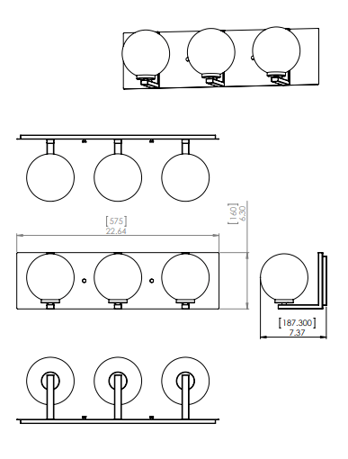 DVI LIGHTING TROPEA 3 LT VANITY BRASS DVP40443BR+GR-RPG
