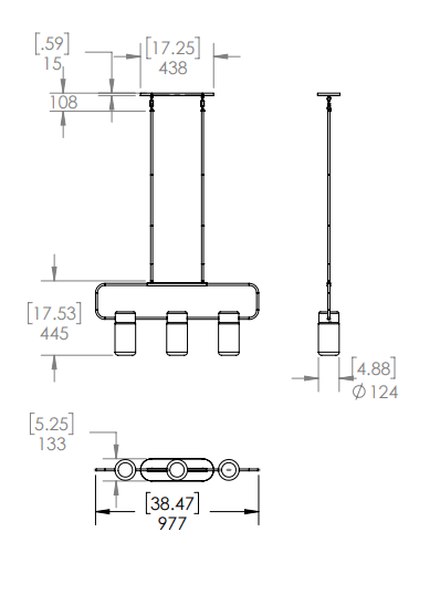DVI LIGHTING TUXEDO 3 LT LINEAR EBONY DVP40702EB+CH-OP