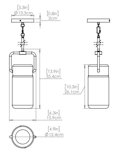 DVI LIGHTING TUXEDO MINI-PENDANT EBONY DVP40721EB+CH-OP