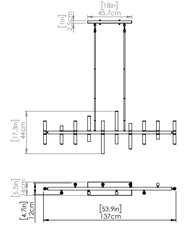 DVI LIGHTING KLONDIKE 14 LIGHT LINEAR EVONY DVP42841EB+MF