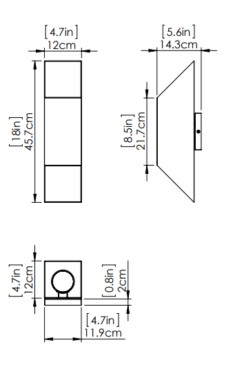 DVI LIGHTING BRECON OUTDOOR SQUARE 18" SCONCE DVP43061SS+BK