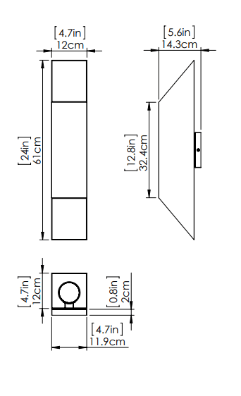 DVI LIGHTING BRECON OUTDOOR SQUARE 24" SCONCE DVP43062SS+BK