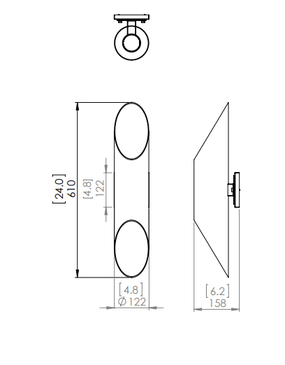 DVI LIGHTING BRECON OUTDOOR CYLINDER 24" SCONCE DVP43072SS+BK