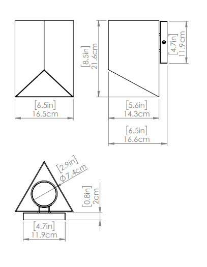 DVI LIGHTING BRECON OUTDOOR TRIANGLE 8.5" SCONCE DVP43080SS+BK