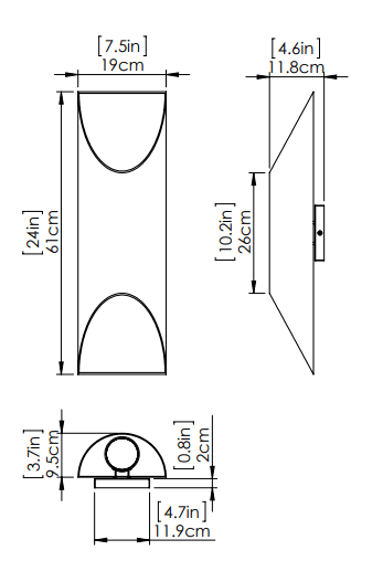 DVI LIGHTING BRECON OUTDOOR ROUND 24" SCONCE DVP43092SS+BK