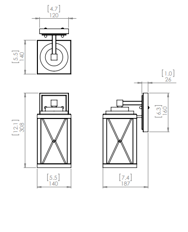 DVI LIGHTING COUNTRY FAIR SCONCE IRONWOOD DVP43371BK+IW-CL
