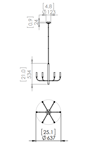 DVI LIGHTING OLIVIA 6 LT CHANDELIER GRAPHITE DVP44026MF+GR